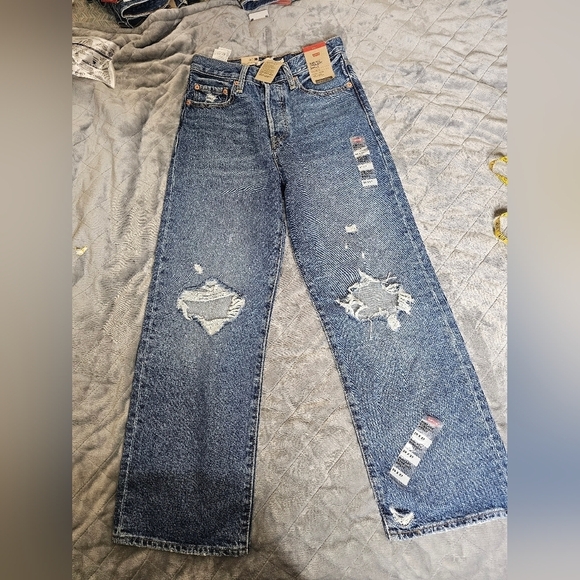 (179)Levi's Women's Ribcage Straight Ankle Jeans 100% Cotton A Super High Rise - Picture 11 of 16